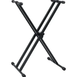 vidaXL Kit de support de clavier à empattement double et tabouret Noir