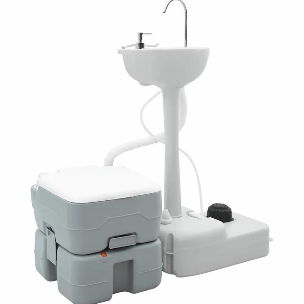 Loisirs De Plein Air-vidaXL Kit de Toilettes de Camping 2 pcs Gris 50,5 x 33 x 103 cm