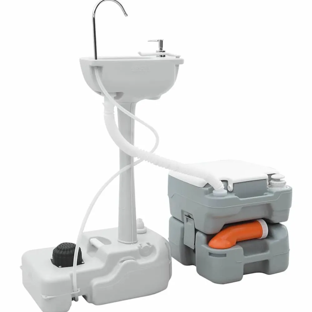Loisirs De Plein Air-vidaXL Kit de Toilettes de Camping 2 pcs Gris 50,5 x 33 x 103 cm