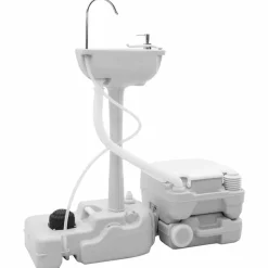 vidaXL Kit de Toilettes de Camping 2 pcs et blanc