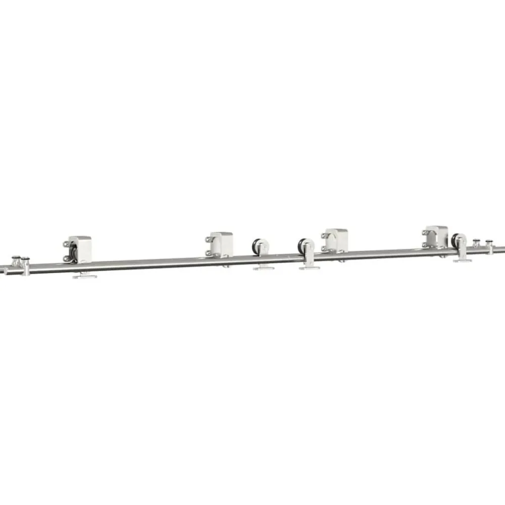 vidaXL Kit fixation porte coulissante 200 cm Acier inoxydable Argenté