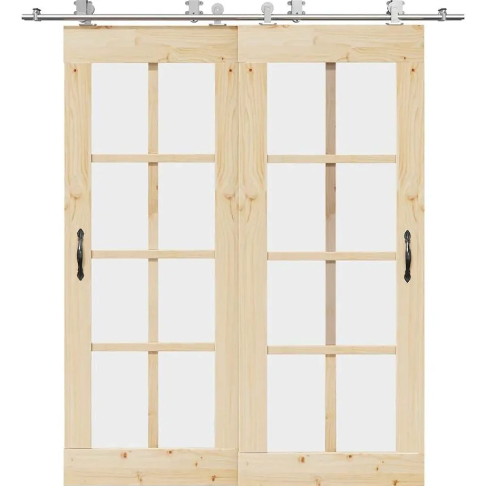vidaXL Kit fixation porte coulissante 200 cm Acier inoxydable Argenté