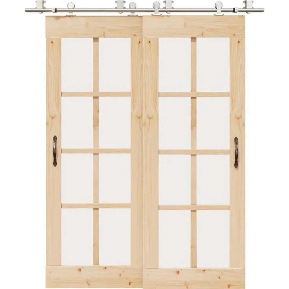vidaXL Kit fixation porte coulissante 183 cm Acier inoxydable Argenté