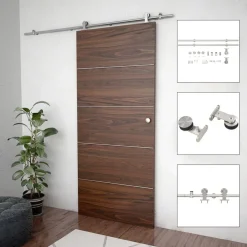 Matériaux De Construction-vidaXL Kit fixation porte coulissante 183 cm Acier inoxydable Argenté