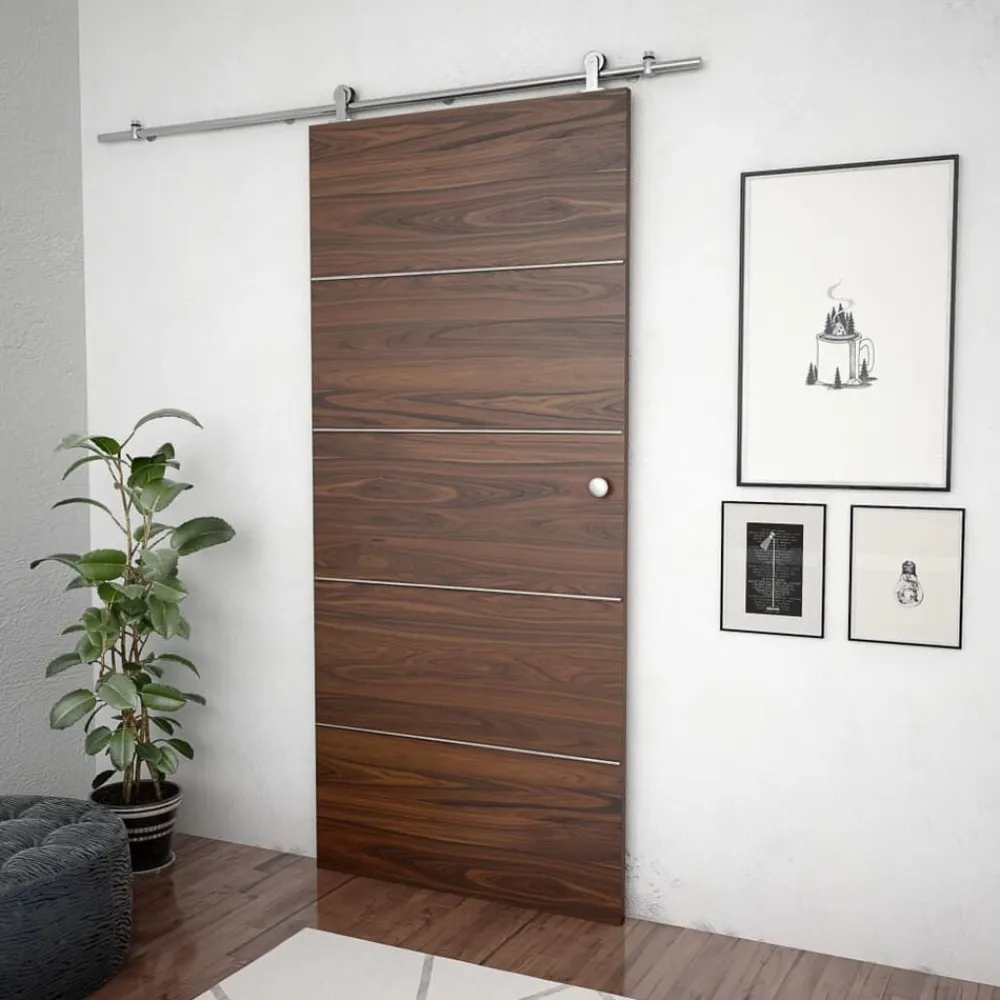 Matériaux De Construction-vidaXL Kit fixation porte coulissante 183 cm Acier inoxydable Argenté