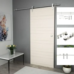 Matériaux De Construction-vidaXL Kit fixation porte coulissante 183 cm Acier inoxydable Argenté