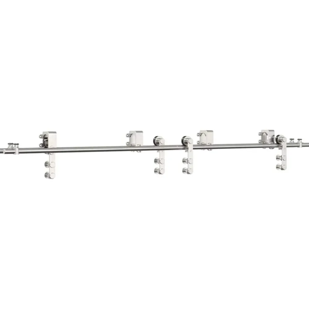 vidaXL Kit fixation porte coulissante 200 cm Acier inoxydable Argenté