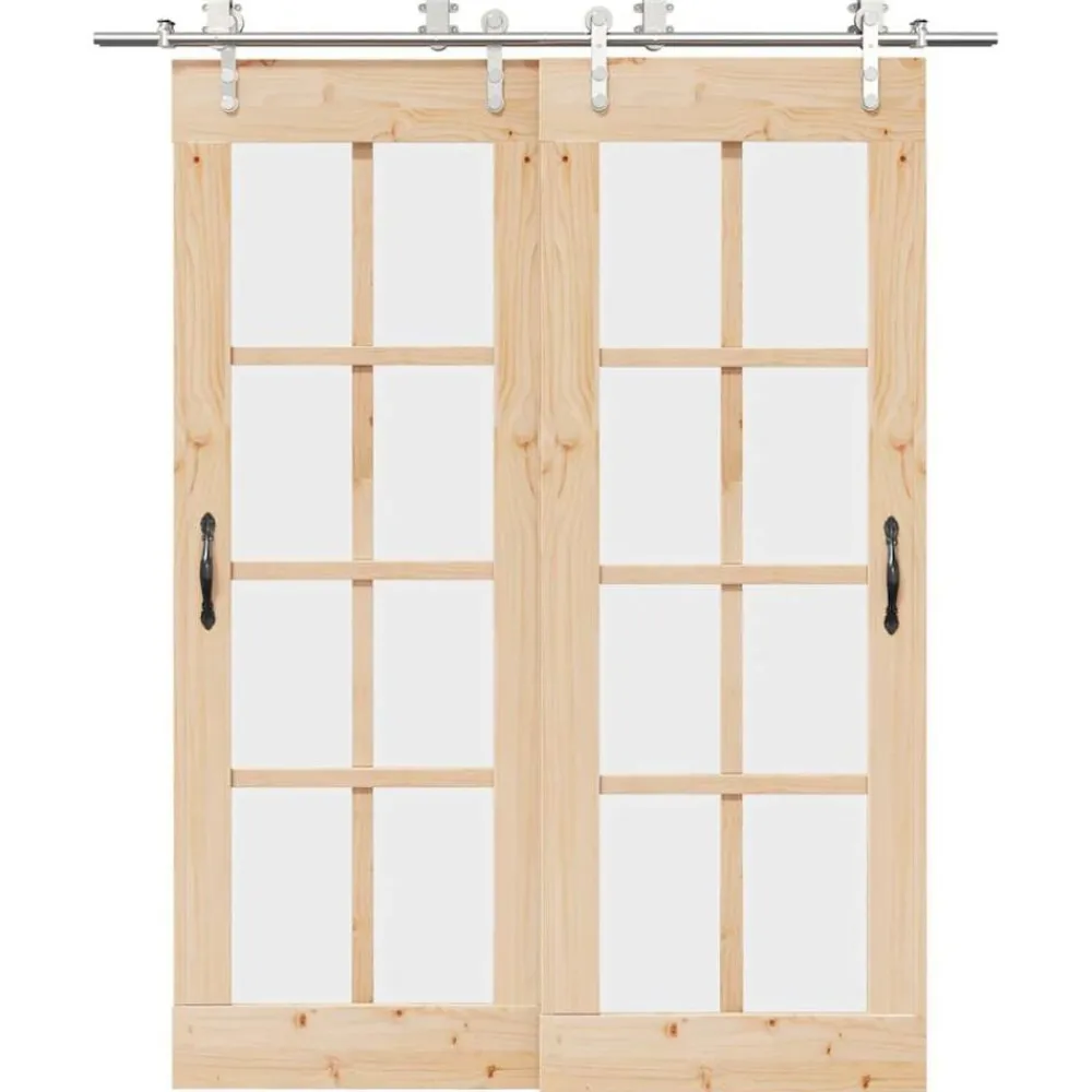 vidaXL Kit fixation porte coulissante 183 cm Acier inoxydable Argenté