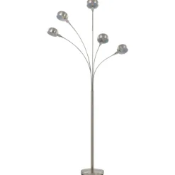 Luminaires-vidaXL Lampadaire 200 cm 5 x E14 Argenté argenté et blanc