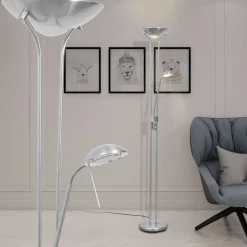 Luminaires-vidaXL Lampadaire à LED à éclairage réglable 23 W Argent