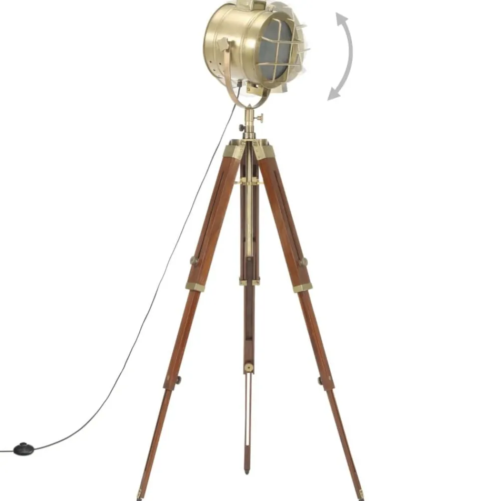 vidaXL Lampadaire à trépied bois de manguier massif 165 cm