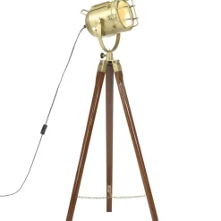 Luminaires-vidaXL Lampadaire à trépied bois de manguier massif 97 cm Marron