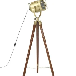 Luminaires-vidaXL Lampadaire à trépied bois de manguier massif 97 cm Marron