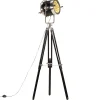vidaXL Lampadaire à trépied Noir Bois de manguier massif 171 cm