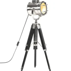 Luminaires-vidaXL Lampadaire à trépied Bois de manguier massif 69 cm Noir