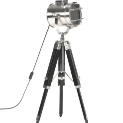 Luminaires-vidaXL Lampadaire à trépied Bois de manguier massif 69 cm Noir