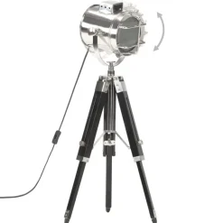 Luminaires-vidaXL Lampadaire à trépied Bois de manguier massif 69 cm Noir