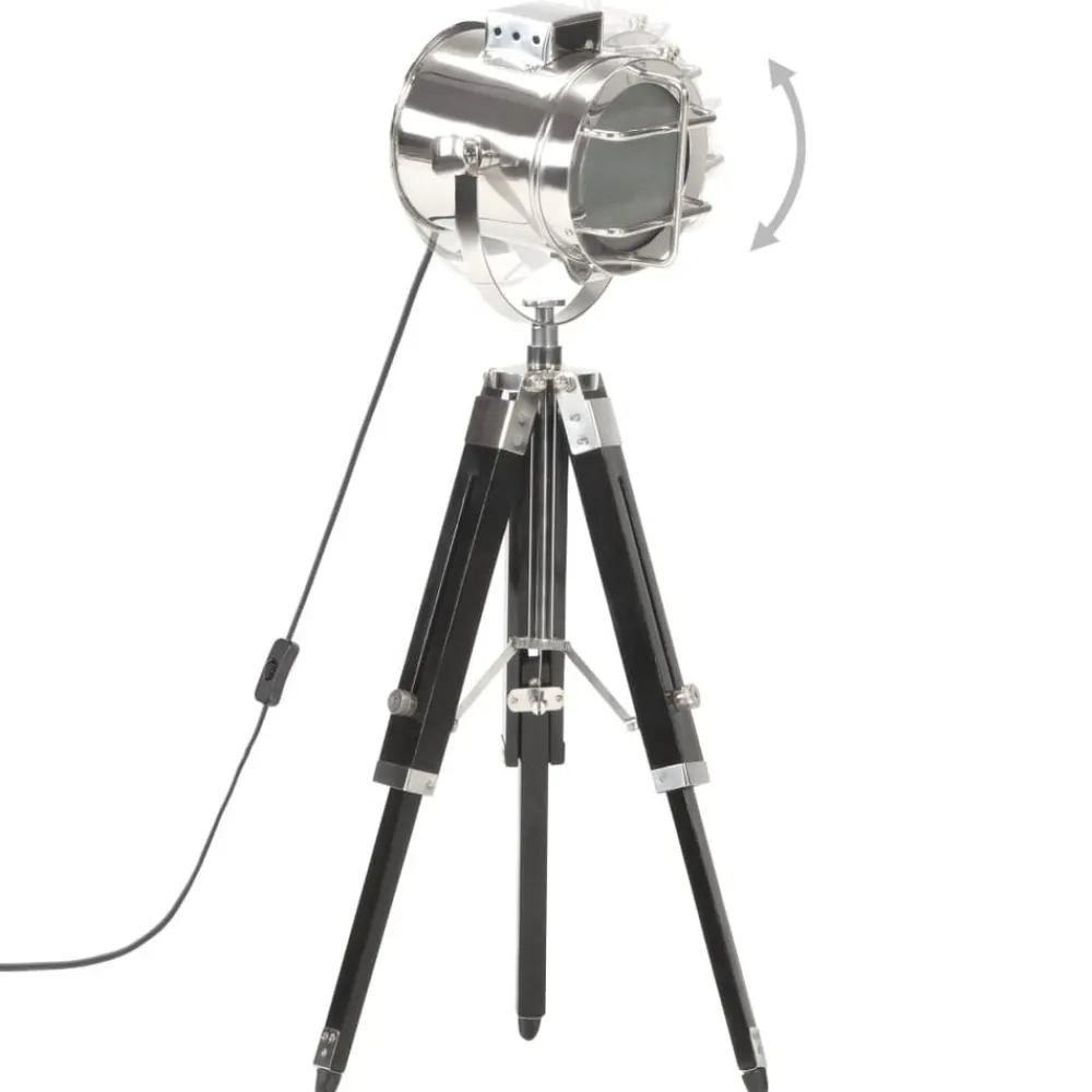 Luminaires-vidaXL Lampadaire à trépied Bois de manguier massif 69 cm Noir