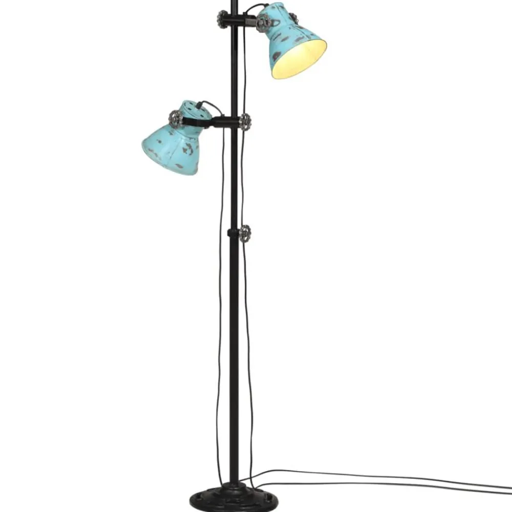 Luminaires-vidaXL Lampadaire 25 W délavé 25x25x90/140 cm E27 Bleu