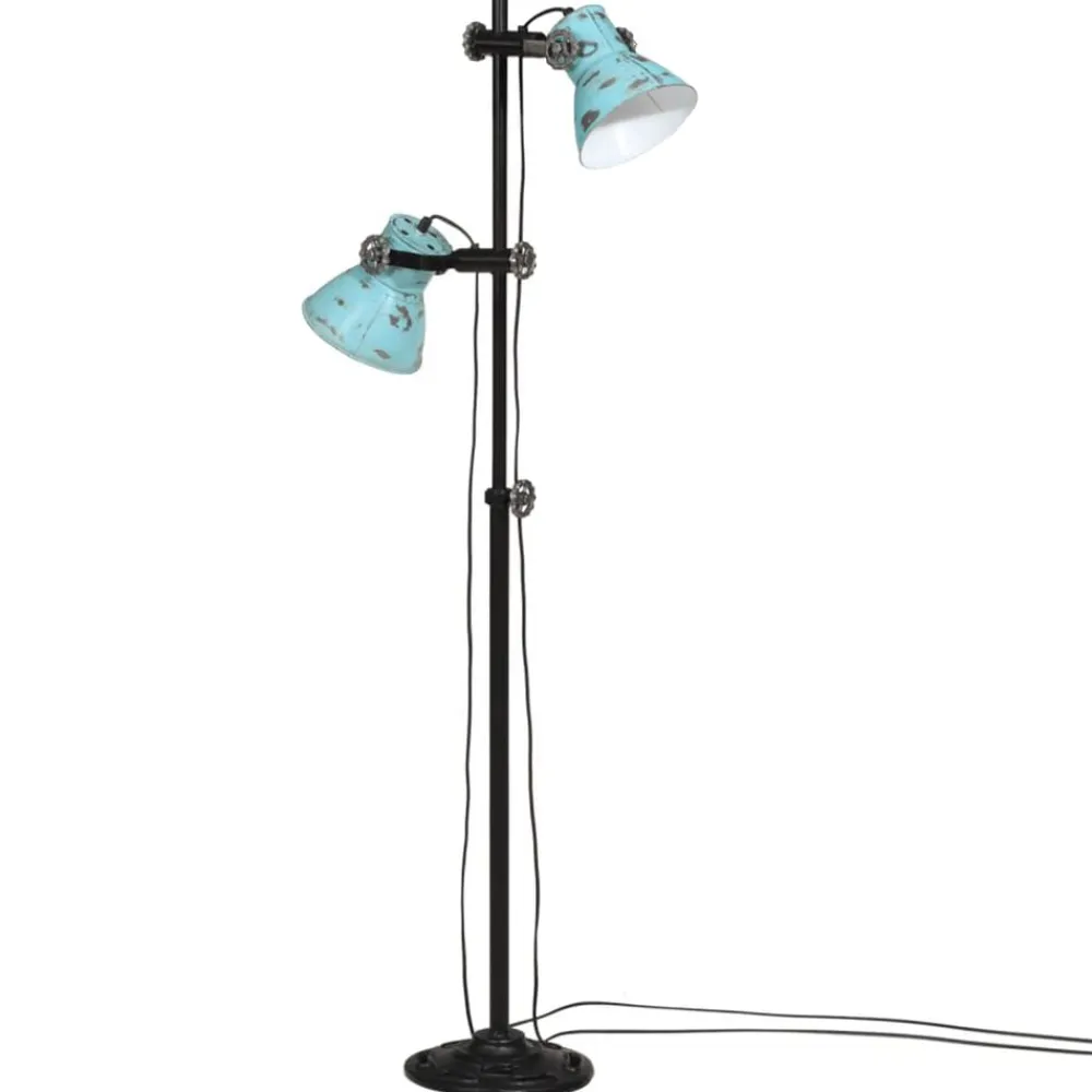 Luminaires-vidaXL Lampadaire 25 W délavé 25x25x90/140 cm E27 Bleu