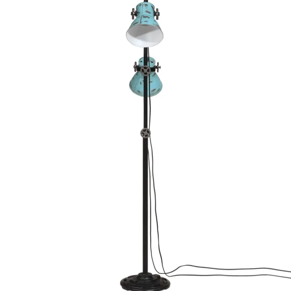 Luminaires-vidaXL Lampadaire 25 W délavé 25x25x90/140 cm E27 Bleu