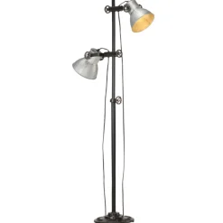 vidaXL Lampadaire avec 2 abat-jour é E27 Fonte