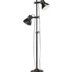 Luminaires-vidaXL Lampadaire avec 2 abat-jour E27 Fonte Noir