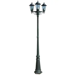 Luminaires-vidaXL Lampadaire de jardin 3 bras 215 cm /Noir Aluminium Vert foncé