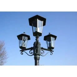 Luminaires-vidaXL Lampadaire de jardin 3 bras 215 cm /Noir Aluminium Vert foncé