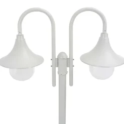 Luminaires-vidaXL Lampadaire de jardin E27 220 cm Aluminium 2 lanternes Blanc