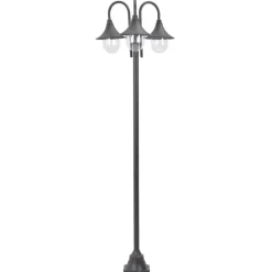 Luminaires-vidaXL Lampadaire de jardin E27 220 cm Aluminium 3 lanternes Bronze