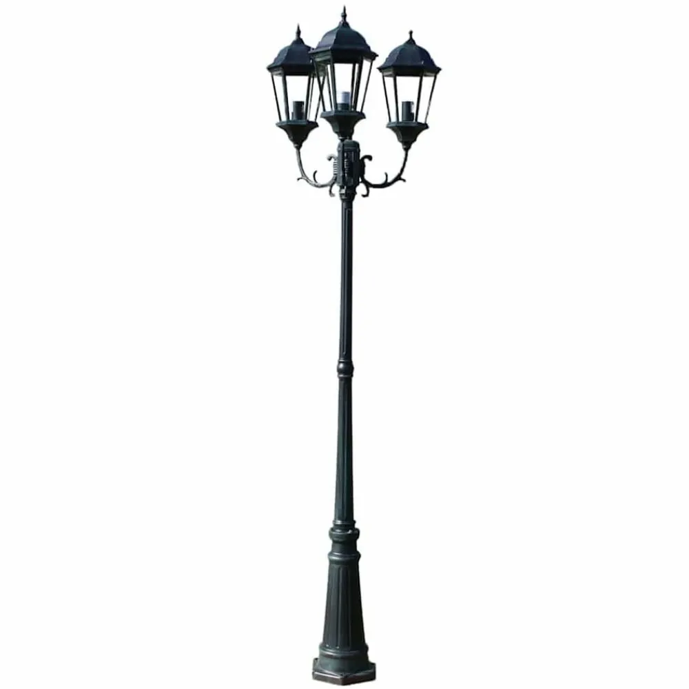 Luminaires-vidaXL Lampadaire de jardin 3 bras 230 cm Vert foncé/Noir Aluminium