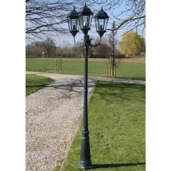Luminaires-vidaXL Lampadaire de jardin 3 bras 230 cm Vert foncé/Noir Aluminium