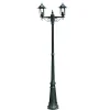 vidaXL Lampadaire de jardin 2 bras 215 cm Vert foncé/Noir Aluminium