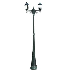 vidaXL Lampadaire de jardin 2 bras 215 cm Vert foncé/Noir Aluminium