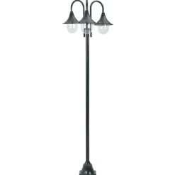 vidaXL Lampadaire de jardin E27 220cm Aluminium 3 lanternes