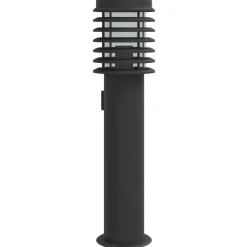 Luminaires-vidaXL Lampadaire d'extérieur avec sortie 60 cm acier inoxydable Noir