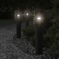 Luminaires-vidaXL Lampadaire d'extérieur avec sortie 60 cm acier inoxydable Noir