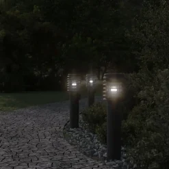 Luminaires-vidaXL Lampadaire d'extérieur avec sortie 60 cm acier inoxydable Noir