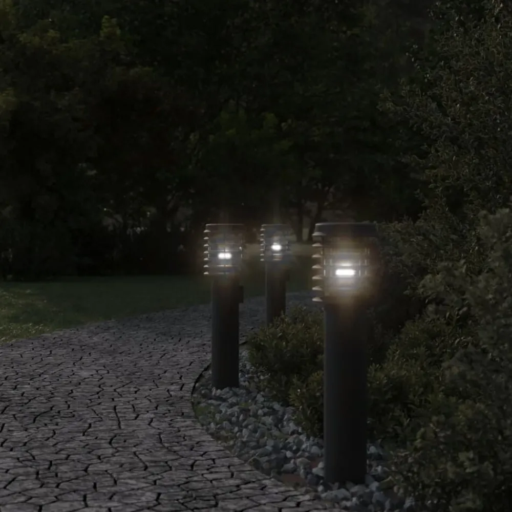 Luminaires-vidaXL Lampadaire d'extérieur avec sortie 60 cm acier inoxydable Noir