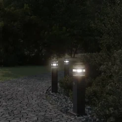 vidaXL Lampadaire d'extérieur avec capteur noir 50 cm aluminium