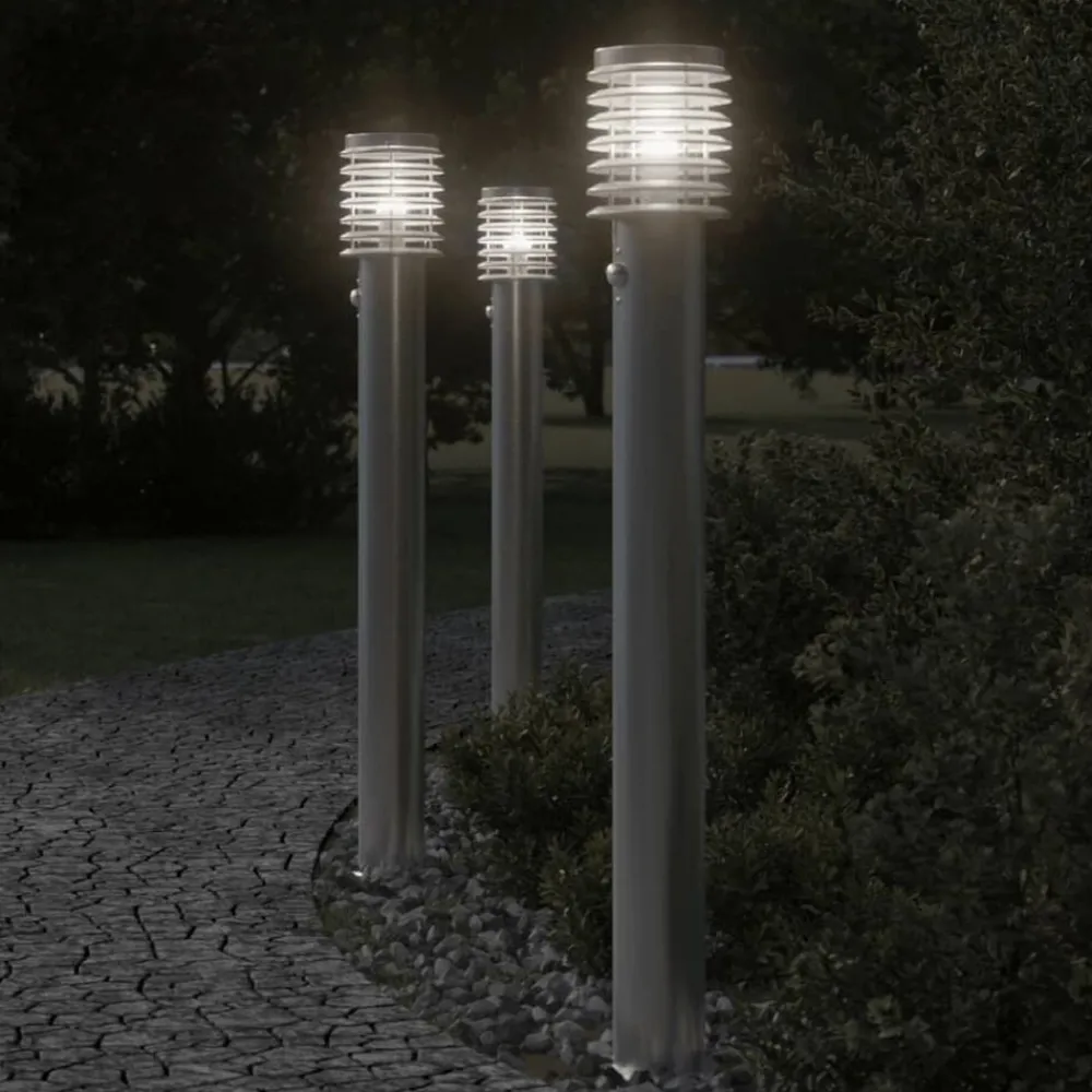 vidaXL Lampadaire d'extérieur avec capteur é acier inoxydable
