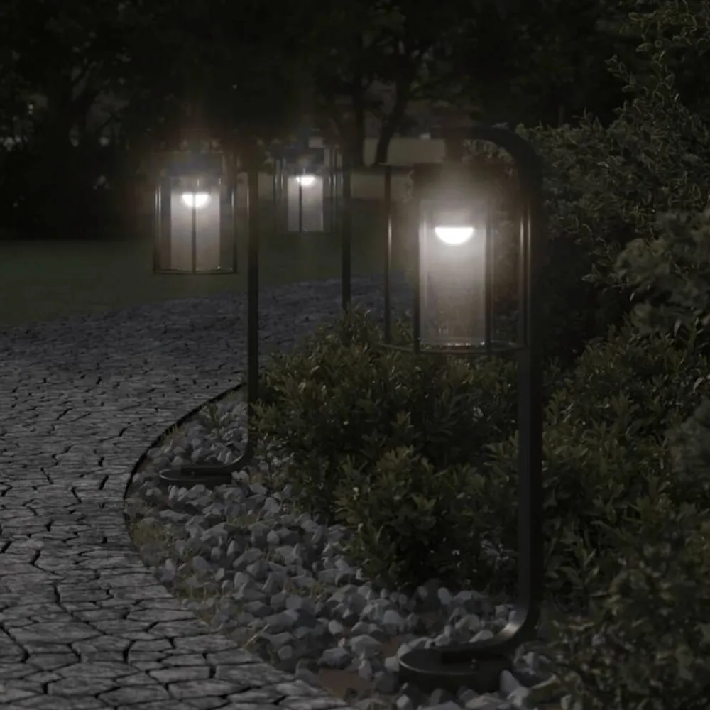 Luminaires-vidaXL Lampadaire d'extérieur noir 60 cm acier inoxydable