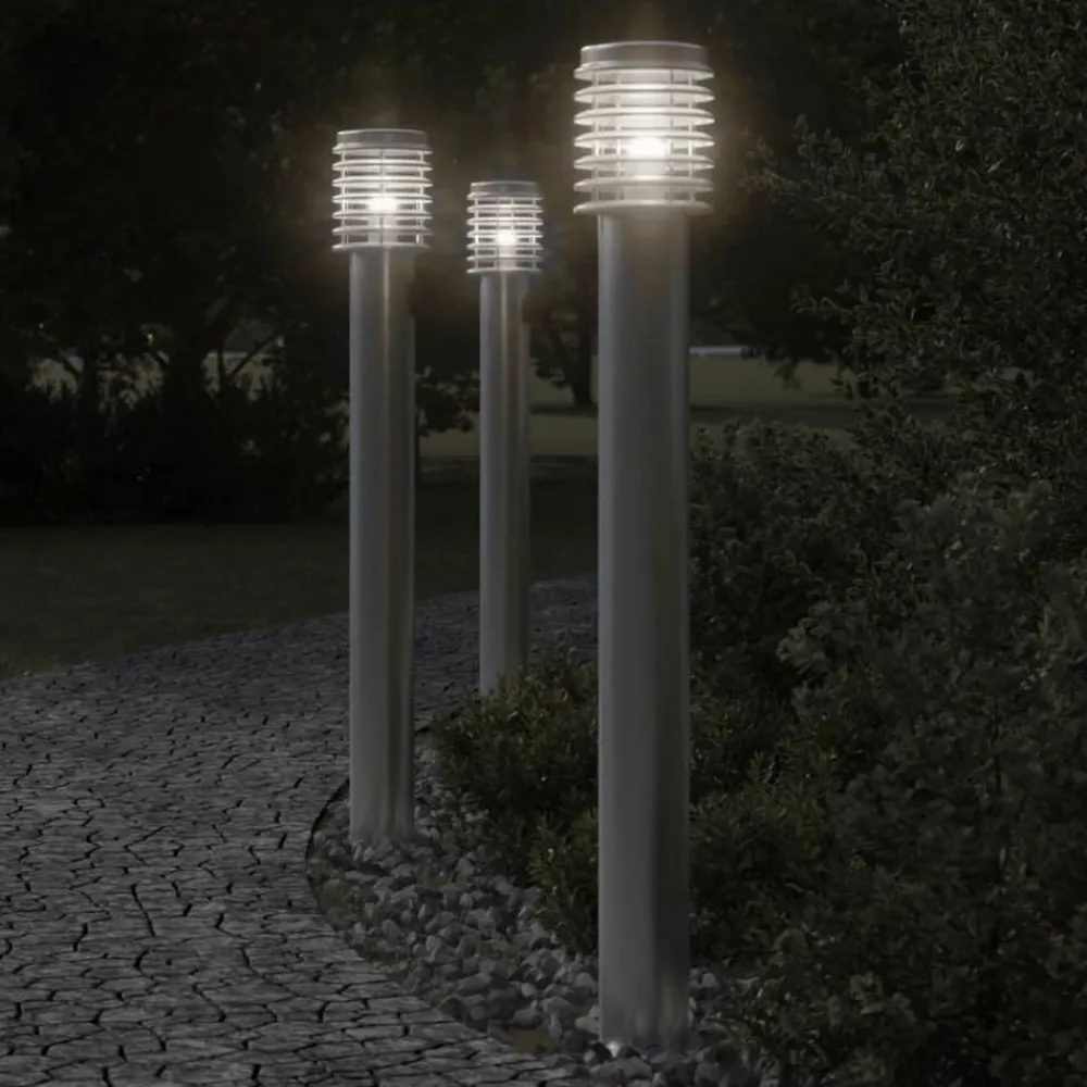 Luminaires-vidaXL Lampadaire d'extérieur et sortie é 110cm acier inoxydable Argent