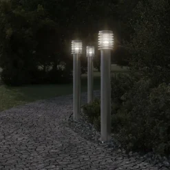 Luminaires-vidaXL Lampadaire d'extérieur et sortie é 110cm acier inoxydable Argent