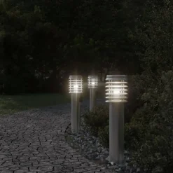 Luminaires-vidaXL Lampadaire d'extérieur et sortie é 60 cm acier inoxydable Argent