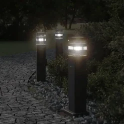 Luminaires-vidaXL Lampadaire d'extérieur avec sortie noir 50 cm aluminium