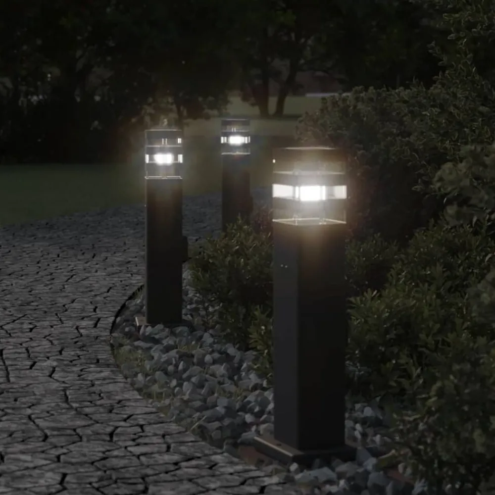 Luminaires-vidaXL Lampadaire d'extérieur avec sortie noir 50 cm aluminium