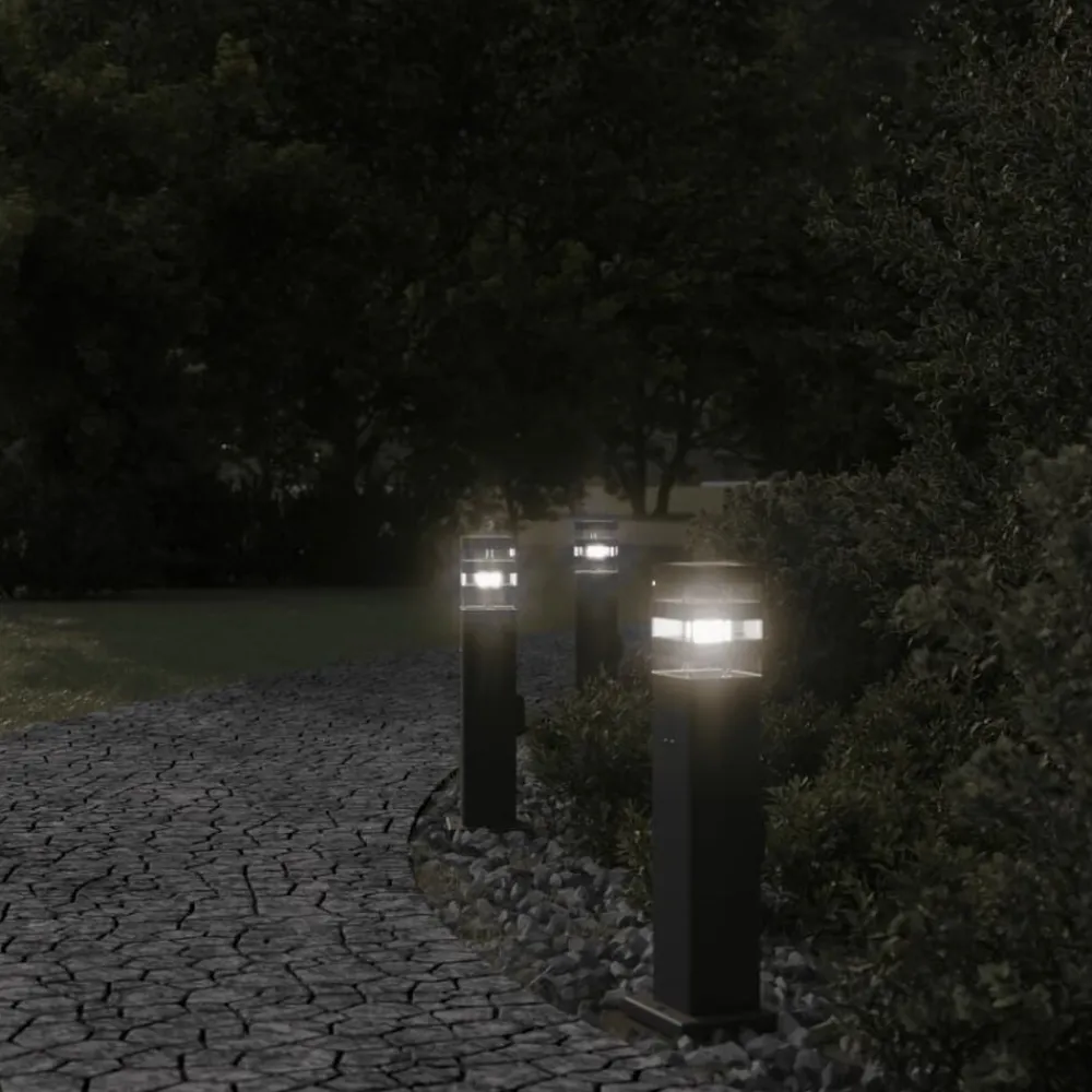 Luminaires-vidaXL Lampadaire d'extérieur avec sortie noir 50 cm aluminium