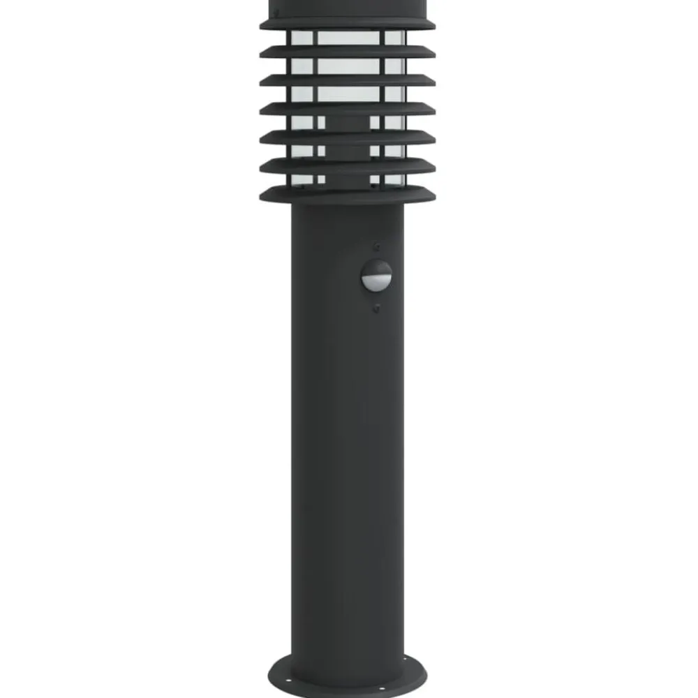 Luminaires-vidaXL Lampadaire d'extérieur avec capteur 60 cm acier inoxydable Noir